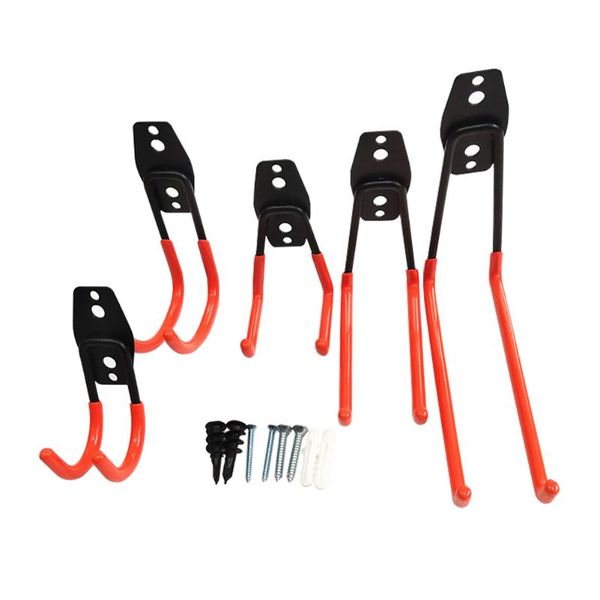 

hooks & rails 5pcs wall mount garage bike hanger hook heavy duty metal holder steel for garden tools with screws