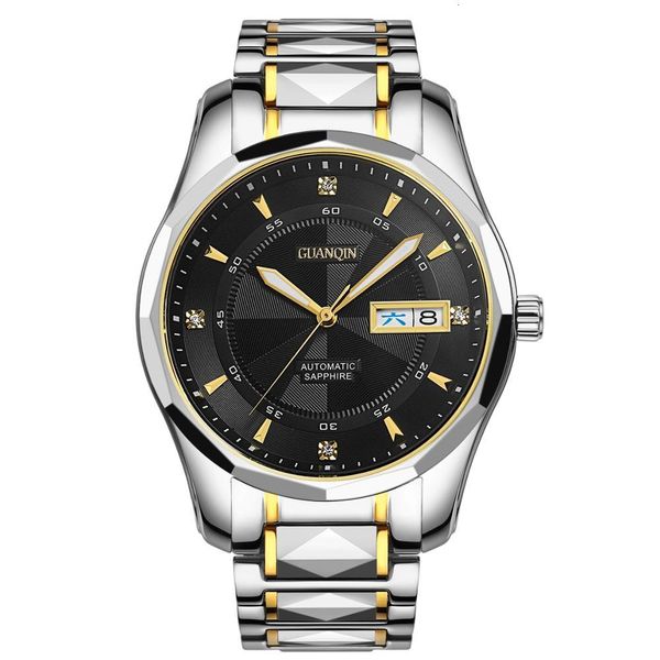 

watch guanqin rhinestone automatic mechanical for men es calendar wrist sapphire montre homme, Slivery;brown