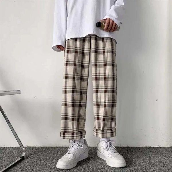 

women's pants & capris harajuku plaid for women trousers streetwear woman harem autumn ladies causal plus size female, Black;white