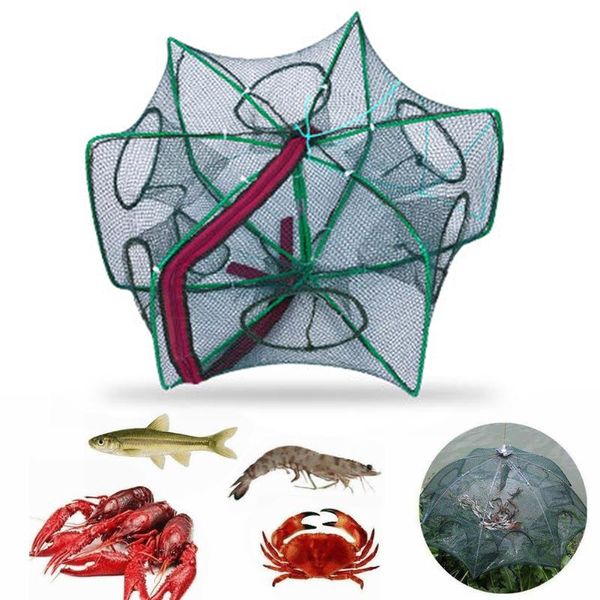 

fishing accessories automatic net crayfish crab fish trap shrimp 6-8 sides 6-16 holes cage compression resistance outdoor