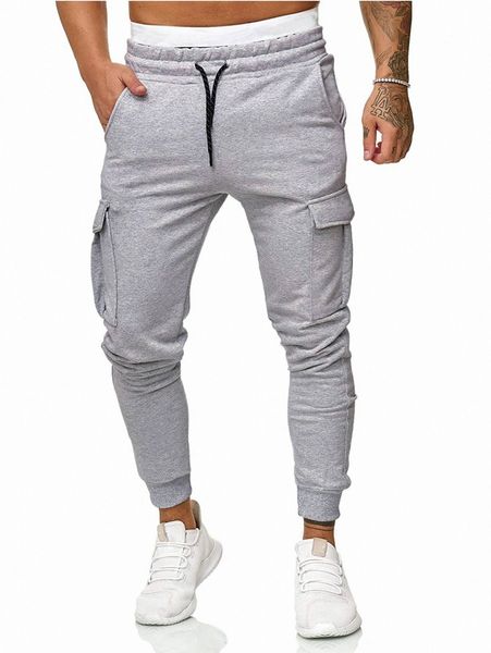 

men solid flap pocket sweatpants z1fo#, Black