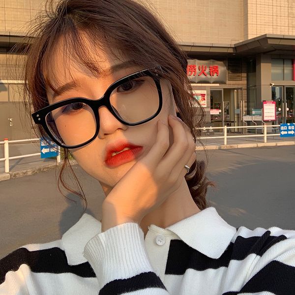 

net red new glasses frame big box blue light proof flat lens, White;black