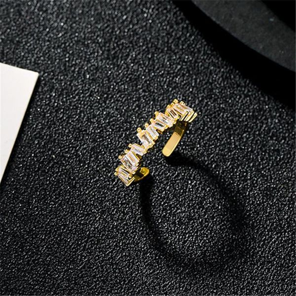 

cluster rings cubic zirconia for women luxury finger jewelry adjustable open ring golden ins style fashion accessories bague, Golden;silver