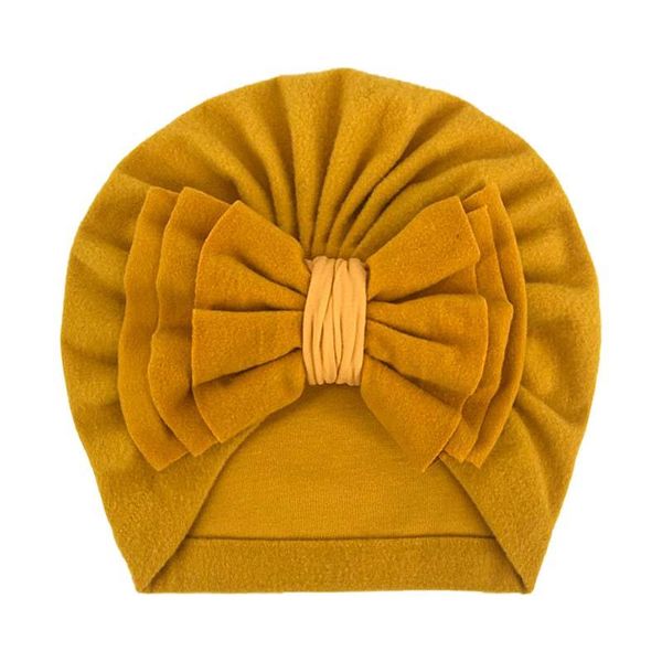 

caps & hats winter warm baby turban for boys girls infant lovely bowknot bonnet beanie head hair accessories, Yellow
