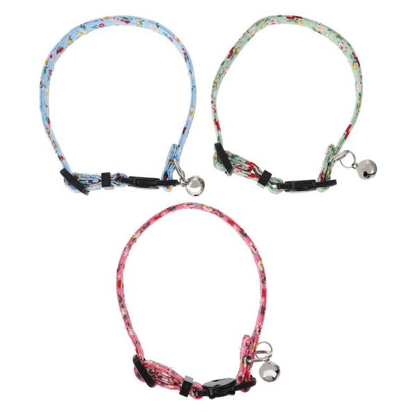 

cat collars & leads 3pcs colorful pet bell collar necklace floral neckchain for