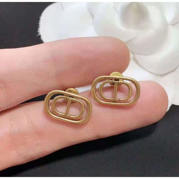 

design letter pig nose simple earrings female hollow geometric small earrings, Golden