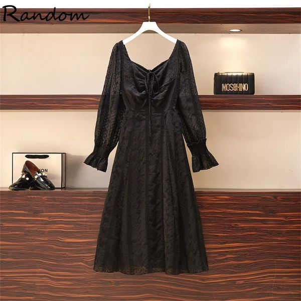 

Plus Size Holiday Boho Party Female 2021 Square Neck Long Sleeve of Black Vintage White Dress in Autumn Clothes Prxj, Black;gray