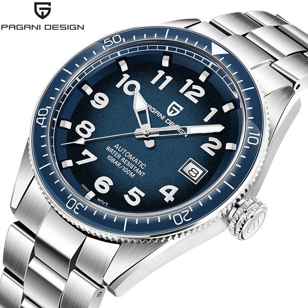 

wristwatches pagani design luxury fashion mechanical automatic watch men stainless steel sport business 100m waterproof relojes hombre, Slivery;brown