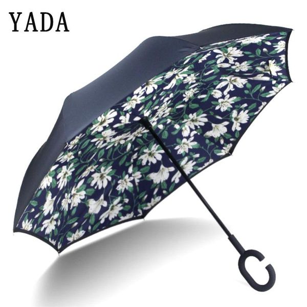 

umbrellas yada lily flower umbrella folding reverse for women double layer inverted rainproof parasol rain sun uv yd093
