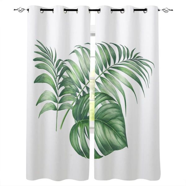

curtain & drapes tropical palm leaves watercolor plant white modern living room blackout curtains for kitchen bedroom window treatments