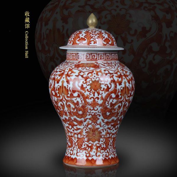 

vases jingdezhen red binding flowers temple jar small ornament chinese vase decoration study antique crafts porcelain ceramic