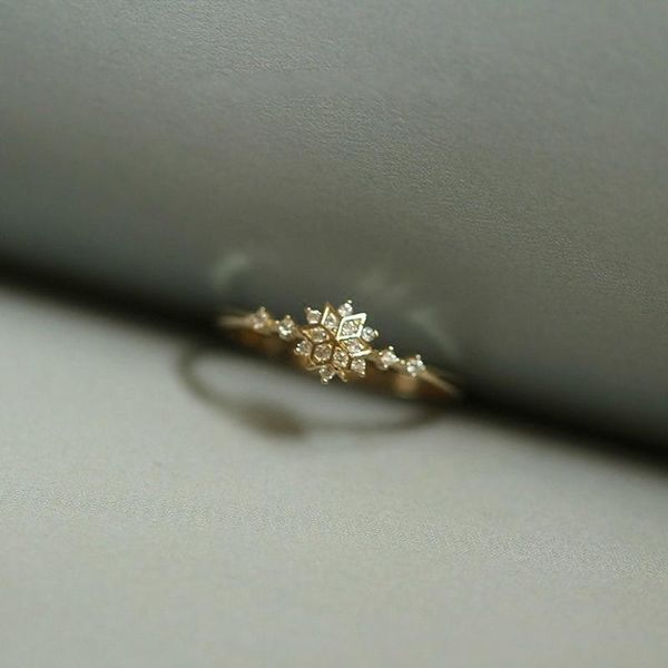 

wedding rings dainty cute women's snowflake delicate jewelry snow flower floral finger fine, Slivery;golden