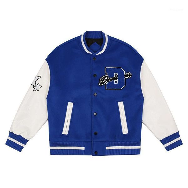 

men's jackets letter embroidery jacket coat stitching baseball uniform y2k casual loose couple clothes unisex, Black;brown
