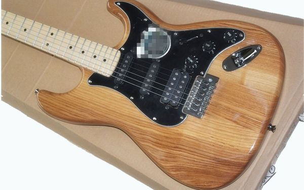 

st ash electric guitar with single dual pickups in original wood color