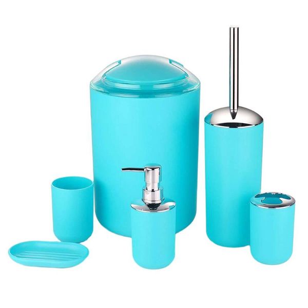 

6pcs/set bathroom toiletries practical plastic tooth brushing holder mouthwash cup soap box trash can emulsion bottle