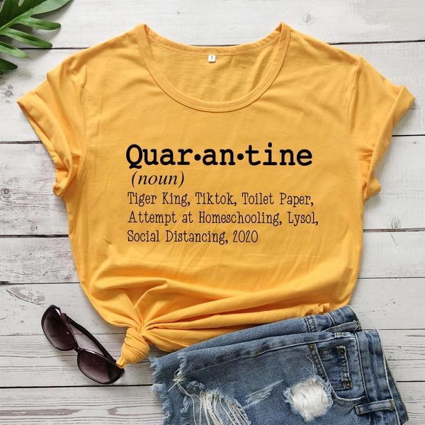 

quar-an-tine definition t shirt women quote funny slogan pure cotton aesthetic grunge tumblr tees vintage gift art, White