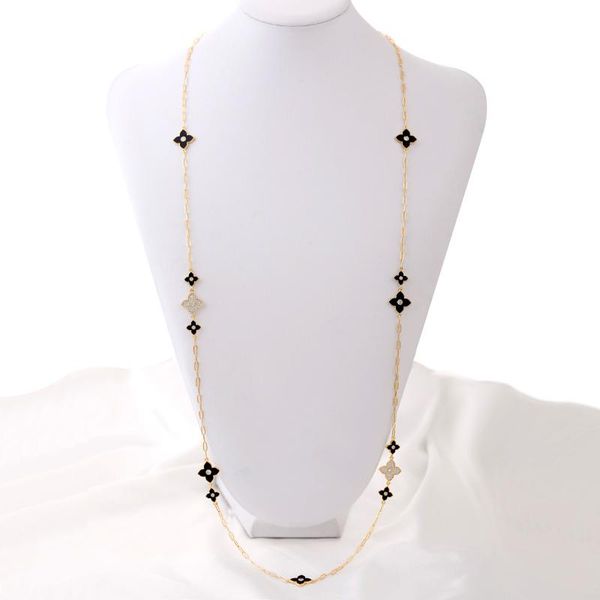 

chains oyb korean fashion four-leaf clover long necklace ol style chain female office flower sweater, Silver