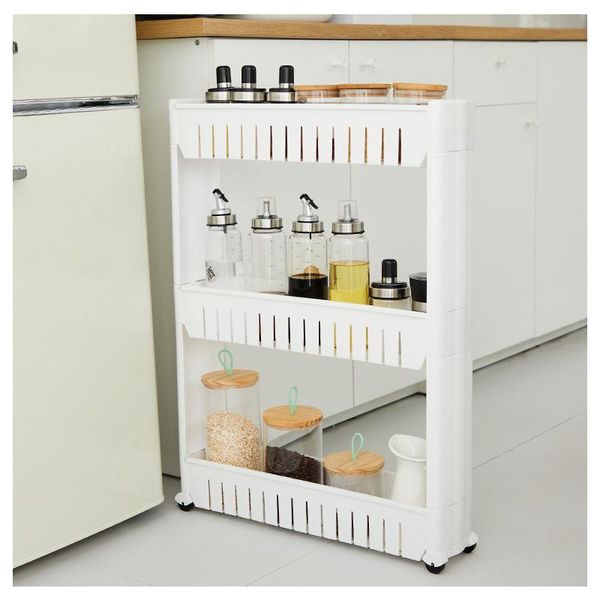 

hooks & rails 3/4 layer kitchen organizer gap clearance storage rack pulley movable assembly home bathroom shelf space saving drawer estante