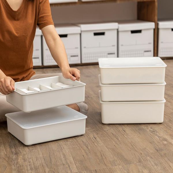 

storage boxes & bins thick plastic covered simple underwear box organizer household wardrobe drawer bra socks sub-grid containe