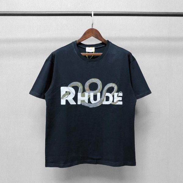 

men's t-shirts 21ss snake letter logo vintage hip hop tee cotton streetwear women's t-shirt oversized, White;black