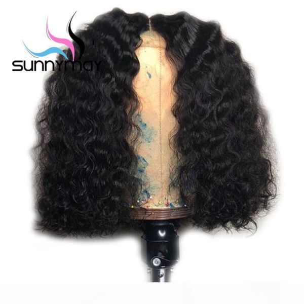 

sunnymay short 4x4 curly human hair wigs remy brazilian lace front wigs with baby hair pre plucked lace front human, Black;brown