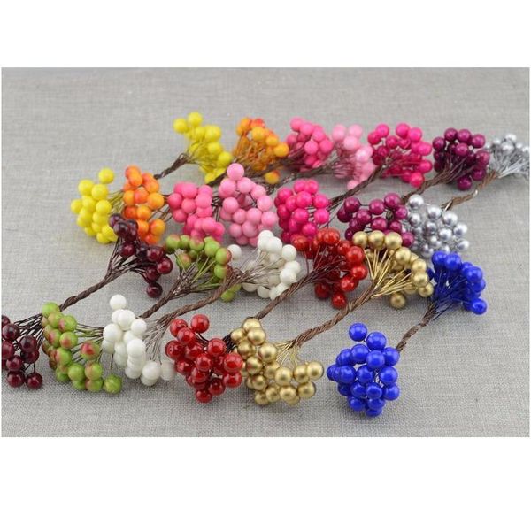 

20pcs/lot artificial berries bouquet flower stamen wreath material wrist flower wedding car cor decoration craft jllpiq