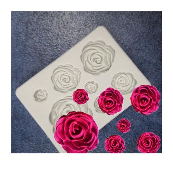 

diy sile fondant mold floral rose shape 7 hole chocolate moulds cake for ba qylkky