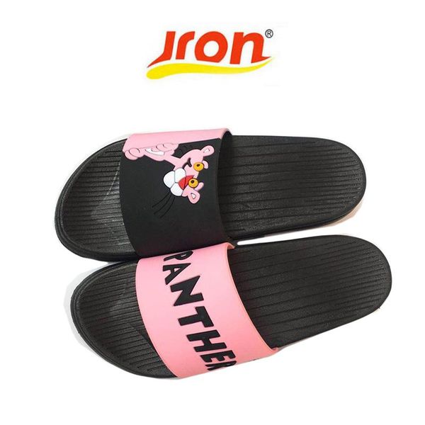 

slippers summer women slipper slides cute pink panther cartoon beach platform sandals shoes flip flops zapatillas mujer, Black