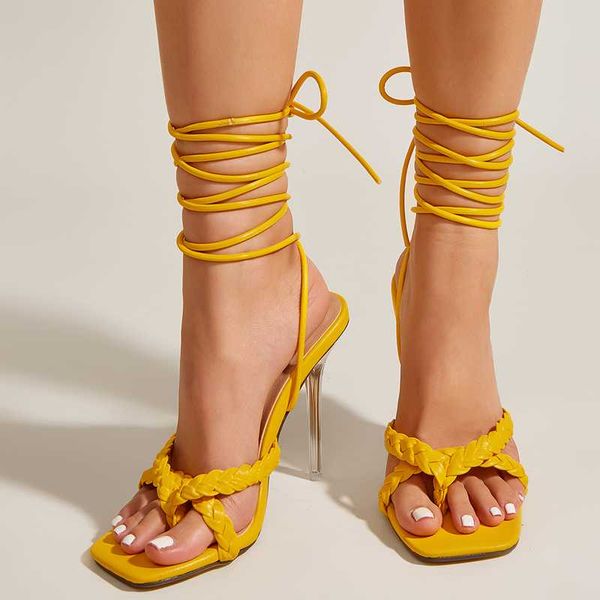 

sandals shoes summer ladies high heels party 2021 cross strap, Black