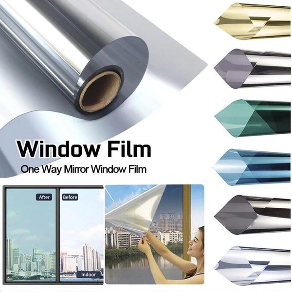 

window stickers self-adhesive privacy film for home office heat insulation one-way mirror blocking uv glass sticker 30/40/50cm*200cm