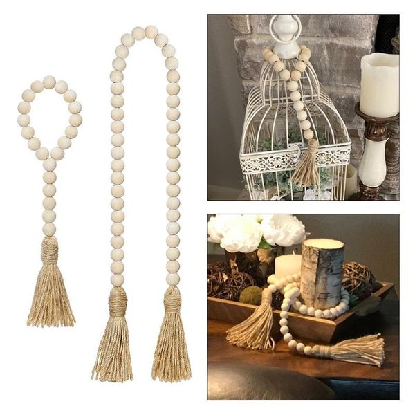 

decorative objects & figurines diy natural wooden bead garlands tassels beads jute rustic country decoration rattan macrame wall hanging boh