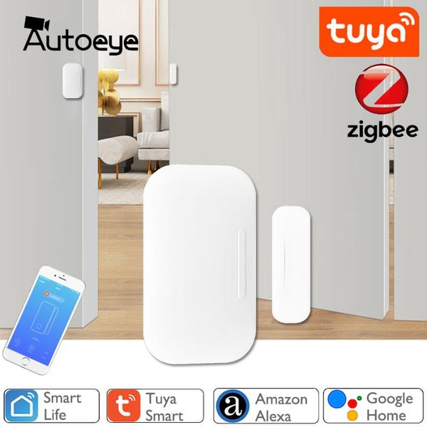 

tuya smart zigbee door sensor wireless window open closed detector app notification alert security alarm with alexa google home
