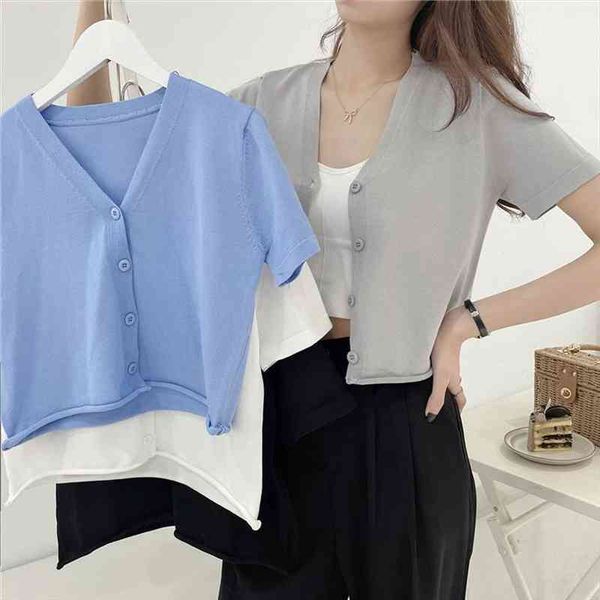 

women v neck knitted womens sweater short sleeve cardigans lady summer thin above navel shirt crop for girls real, White;black