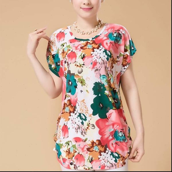 

xl 5xl women summer style casual blouses flor clothing plus size short sleeve floral blusas shirt womens russia 56, White