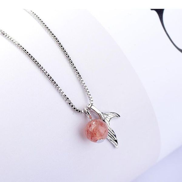 

pendant necklaces jisensp fashion mermaid necklace with stone whale tail charm chokers collar for women boho jewelry gifts, Silver