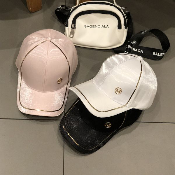 

cap children korean casual versatile  standard mercerized baseball spring sun hat fashion satin cap summer, Blue;gray