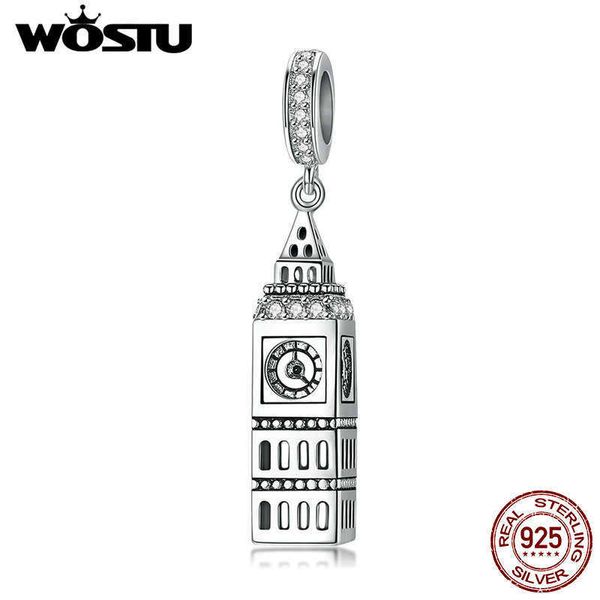 100 % 925 Sterling Silber Eiffelturm Big Ben Charm-Perlen-Anhänger passend für Original-Armband, authentischer S925-Edelschmuck