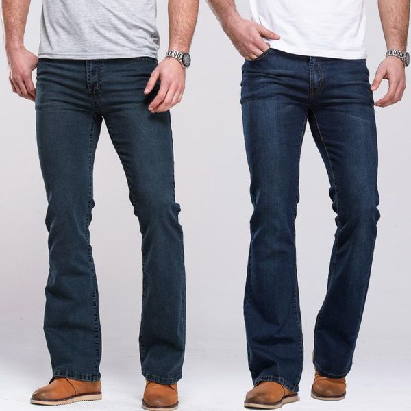 Herren-Jeans, Herren-Boot-Cut, leicht ausgestellt, schmale Passform, blau-schwarz, Designer-Klassiker für Herren, Stretch-Denim