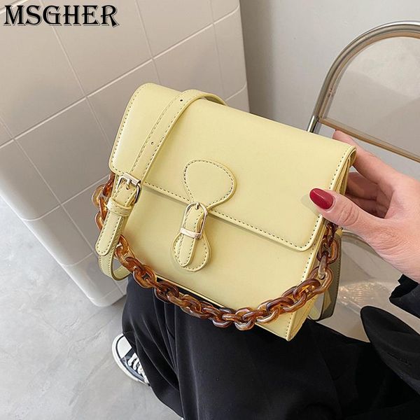 

evening bags acrylic chain cross-body bag portable small square mobile phone one-shoulder stylish versatile summer pure color thrifty