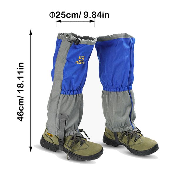 

thicken foot warmer waterproof legging gaiter leg cover camping hiking ski boot travel shoe snow hunting climbing gaiters windproof 600d, Blue;gray