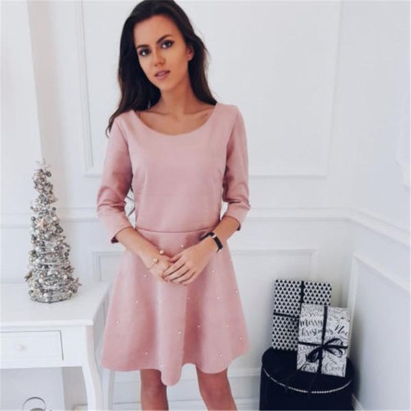 

casual dresses women spring summer pink party half sleeve short mini dress preppy elegant beading, Black;gray