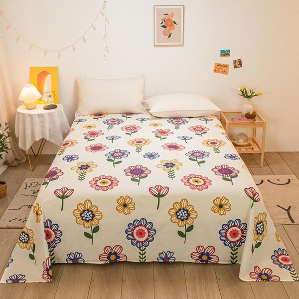 

sheets & sets 1pc 100% cotton floral bed sheet elastic removable flat washable durable bedspreads household linen for king queen