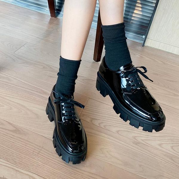 

dress shoes 5cm heel lace-up women pumps genuine leather round toe elegant comfortable spring autumn for size 41 42, Black