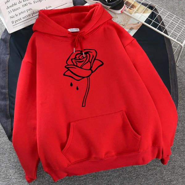

women's hoodies & sweatshirts watered art roses prints women sweatshirt street casual hooded hipster loose autumn hip hop warm streetwe, Black