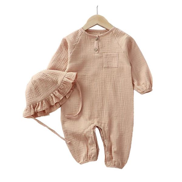 

jumpsuits baby girls boys clothes+ hats born spring and autumn jumpsuit infant cotton long sleeve romper 0-24 month, Blue