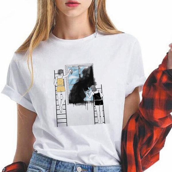 

women's t-shirt personalized fashion printed women shirts harajuku trend tee summer casual young girls style streetwear t-shirts, White