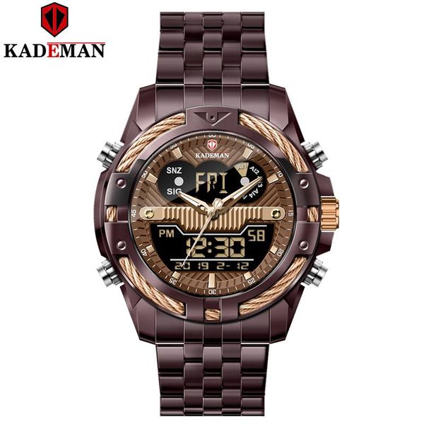 

wristwatches men watch kademan big dial sport watches mens chronograph quartz wristwatch date male clock relogio masculino, Slivery;brown