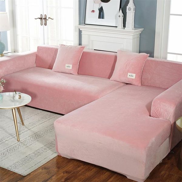 

chair covers pink velvet plush l shaped sofa cover for living room 3/4 seater elastic furniture couch slipcover chaise longue corner on sale