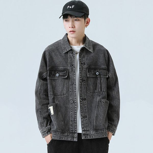 

men's jackets jaqueta jeans masculina retrÃ´ solta, casaco casual preto de cowboy vintage 5xl, moda 59au, Black;brown