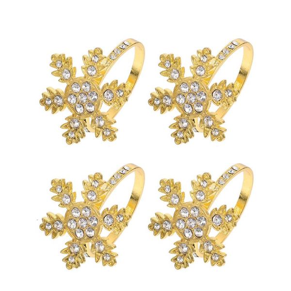 

napkin rings 4 pcs christmas household snowflake-shaped decoration